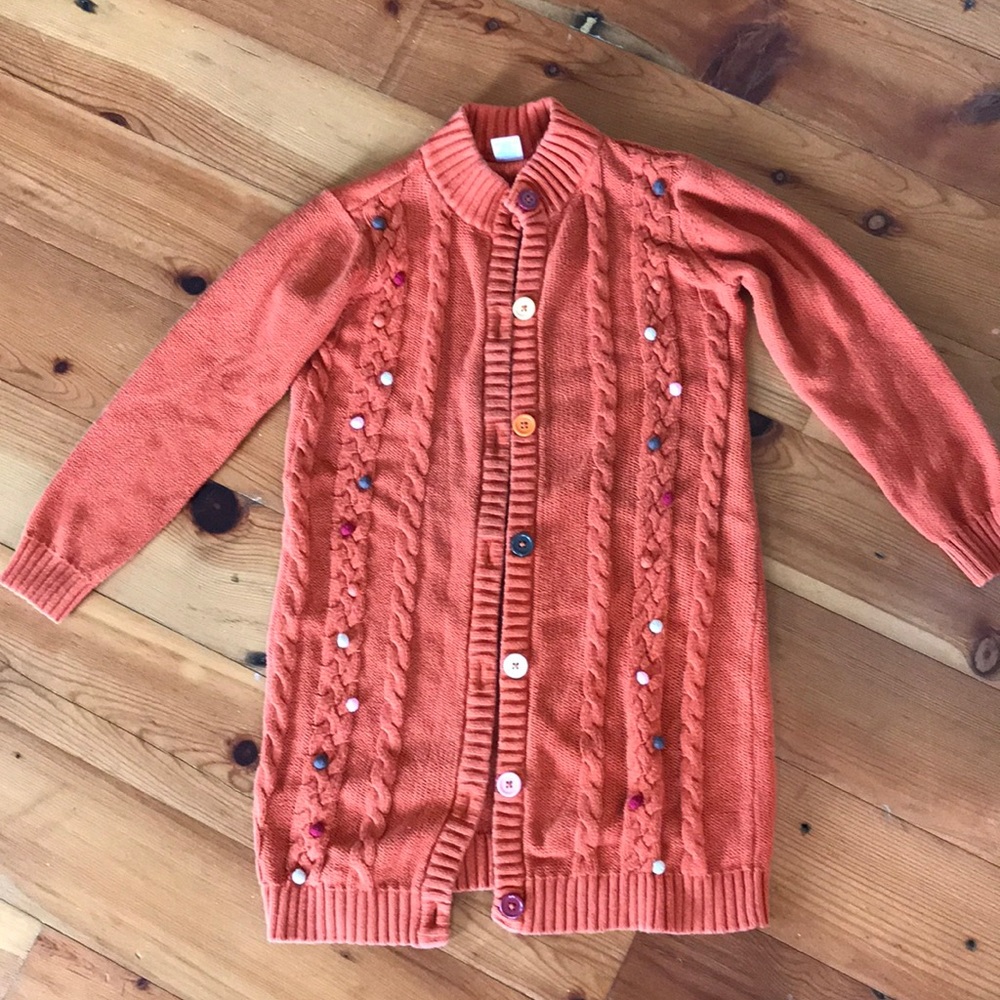 Gymboree Long sweater, burnt orange sz M (7-8)